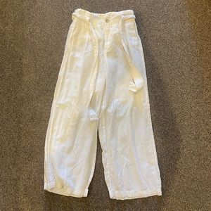 Zara white linen wide leg pants